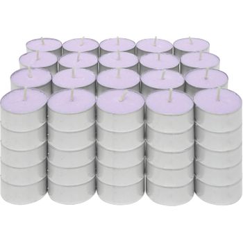 Com-fort House | Velas De Te Perfumadas | Pack Velas De 60 Unidades | Velas De Té Calientaplatos | Tealight | 4,5 Horas De Duración | Olor Lavanda [clase De Eficiencia Energética A]