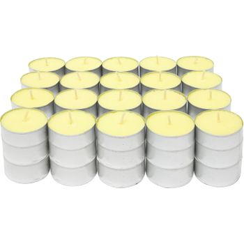 Com-fort House | Velas De Te Perfumadas | Pack Velas De 60 Unidades | Velas De Té Calientaplatos | Tealight | 4,5 Horas De Duración | Olor Vainilla