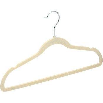 Todo Hogar Percha Terciopelo Color Beige, Perchas De Ropa Pack Con Superficie Antideslizante Y Gancho Cromado Giratorio A 360º. Pack De 20 Unidades