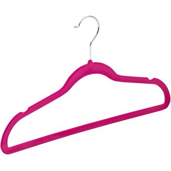 Todo Hogar Percha Terciopelo Color Rosa, Perchas De Ropa Pack Con Superficie Antideslizante Y Gancho Cromado Giratorio A 360º. Pack De 20 Unidades