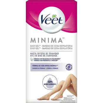 Veet Bandas Cera Depilatoria Corporal Minima Hipoalergénicas 20 Unidades