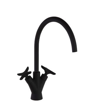 Ramon Soler 910101nm Adagio Grifo Bimando De Lavabo Caño Giratorio 170mm Negro Mate