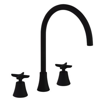 Ramon Soler 914202nm Adagio Grifo Bimando De Lavabo Repisa Caño 190mm Negro Mate