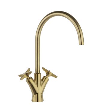 Ramon Soler 910102oc Adagio Grifo Bimando De Lavabo Caño Giratorio 190mm Oro Cepillado