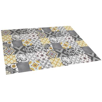 10xdiez Alfombra Vinílica De Cocina Patch Gris-ambar  | (120cmx180cm - Gris)