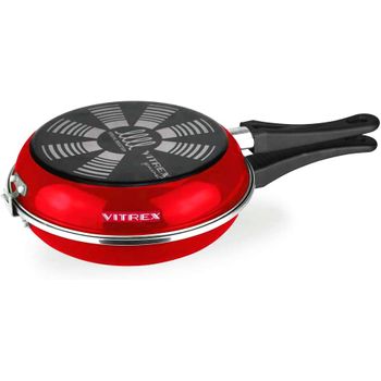 Vitrex Marseille Duo - Sartén Doble Para Tortilla 24cm Roja, Omeletera, Antiadherente Doble Capa