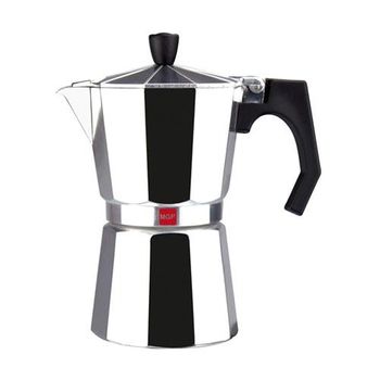 Cafetera Italiana Aluminio 1 taza Café, Junta Silicona, Válvula Seguridad,  Vitrocerámica, Gas, Wecook, Plata, , Paola