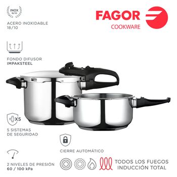 Olla Super Rapida Dual Xpress 6+4l Inox 18/10 Fagor - Neoferr.. con Ofertas  en Carrefour