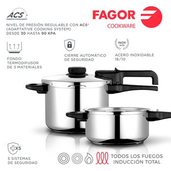 FAGOR Rapid Xpress 6 Olla a Presión 6 Litros, Inducción, Express Super  Rápida, Acero Inoxidable 18/10, Todas Cocinas, , Plata - Conforama