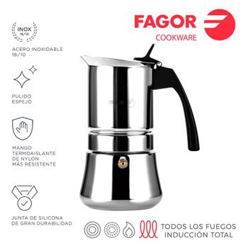 Cafetera Inox Etnica 4t Acero Inoxidable 18/10 Fagor - Neoferr..