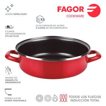 Tartera Optimax 26cm Roja Acero Aisi 430 Fagor - Neoferr*