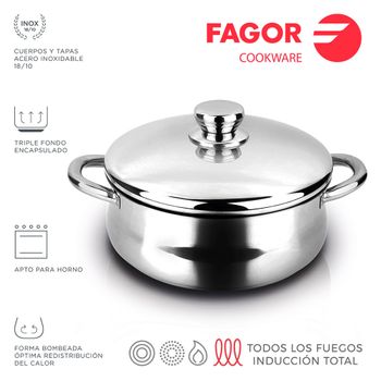 Cacerola Inox Silverinox + Tapa Ø20cm Acero Inoxidable 18/10 Fagor - Fagor
