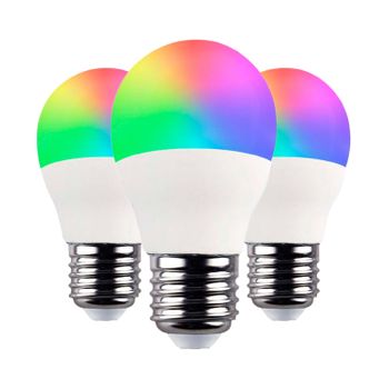 Pack 3 Bombillas Inteligentes Led Esféricas E27 Multicolor | 7hsevenon Home | Bombilla Inteligente Wifi Compatible Con Alexa Y Google Home | Potencia 5w | Bombilla Regulable Con App Smart Life