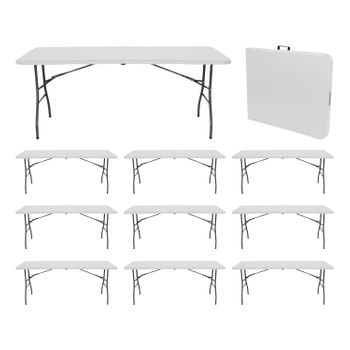 Mesa plegable rectangular tipo maleta 180cm blanco - Calas