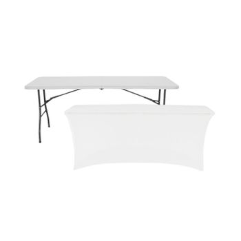 Mesa Plegable 180cm Blanca + Funda Catering 7house