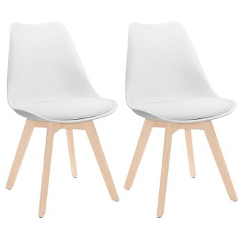 Thinia Home Sillas De Comedor Nórdicas Pack 2 Modelo Daria | Sillas De Madera Asiento De Polipropileno Con Asiento Acolchado | Sillas Estilo Escandinavo Modernas Para Comedor Y Cocina