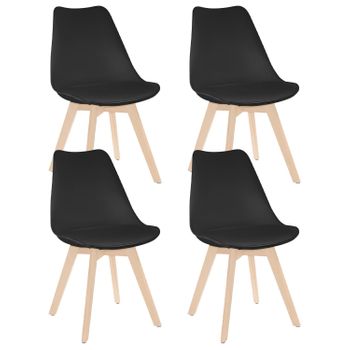 Pack 4 sillas nórdicas con patas de madera Aura