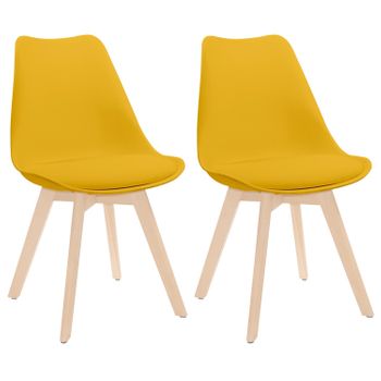 Thinia Home Sillas De Comedor Nórdicas Pack 2 Modelo Daria | Sillas De Madera Asiento De Polipropileno Con Asiento Acolchado | Sillas Estilo Escandinavo Modernas Para Comedor Y Cocina