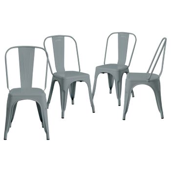 Pack 4 Sillas de Comedor de Piel Mera 56x44x87.5cm Thinia Home