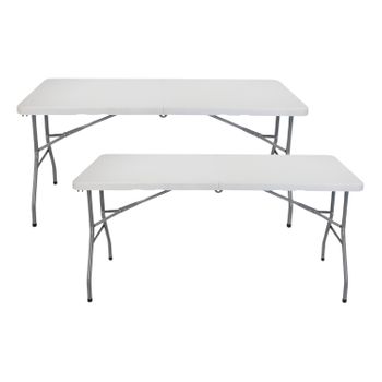 Mesa Blanca Plegable Transportable Silvera Con Asa 180 X 75 X 74 Cm con  Ofertas en Carrefour