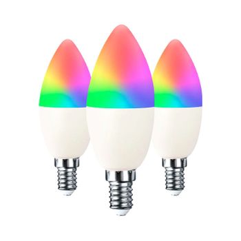 Pack 3 Bombillas Led Vela Smart Wifi E14 5w Equi.35w 450lm Rgbww Regulable Vía Smartphone/app 25000h 7hsevenon Premium