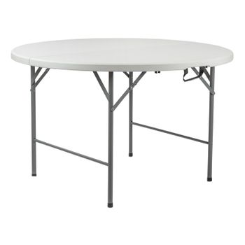 Mesa Plegable Redonda Efecto Granito Blanco O91