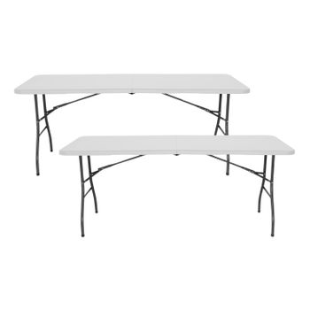 Mesa Plegable Ajustable, 120x60x58/74 cm, Blanco