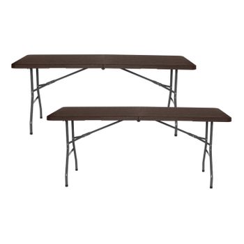 Mesa Plegable Cuadrada 86x86x74 Cm. Color Marron. con Ofertas en Carrefour