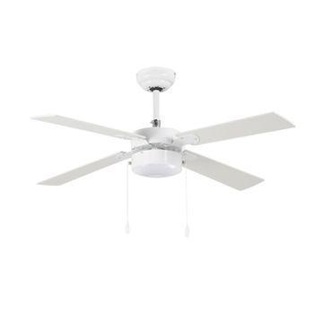 Ventilador de techo - HOMCOM 25W, Diámetro 132 cm, Luz LED, Mando a  Distancia, 3 Aspas Reversibles, 6 Velocidades, Temporizador, 25 W, 6  velocidades, Blanco