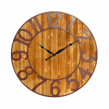 Orion91 - Reloj De Pared Vintage En Relieve Con Esfera Gris/madera Ø80cm, Hogar, Oficina Y Despacho, Movimiento Agujas Continuo, Extra Silencioso, Números En Relieve, Diseño Actual, Color Madera