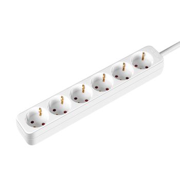 REGLETA 5 ENCHUFES SCHUKO BLANCA CON INTERRUPTOR 1,5 METROS REGLETA-5BI -  RECAMPRO