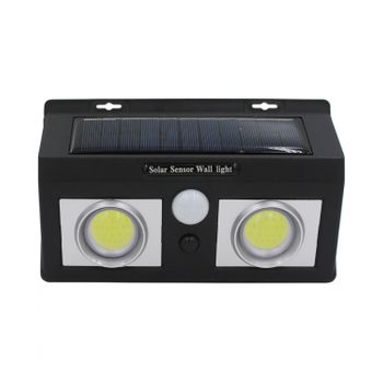 Aplique De Pared Solar Led 2 Luces Con Sensor Crepuscular Y Movimiento Negro 7500k 20000h 7hsevenon