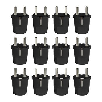 Pack X12 - Clavija Schuko Recta 16a Negro Nine&one