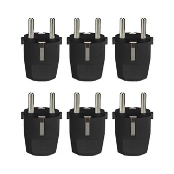 Pack X6 - Clavija Schuko Recta 16a Negro Nine&one