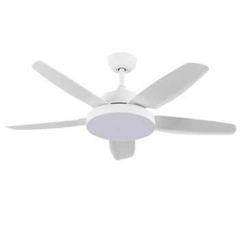 Ventilador De Techo Con Luz Led Silencioso 5 Aspas 62w De Potencia | Modelo Nevada Blanco De Dayron | Ventilador De Techo Con Mando A Distancia Y 6 Velocidades Controlables