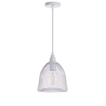 Lámpara De Techo Colgante Industrial Moderna Blanca | 7hsevenon Deco Modelo Radom | Lámpara De Techo Interior Para Salón, Cocina, Comedor, Sala De Estar | Lámpara Cónica 18x18x23cm