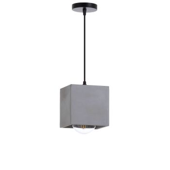 Lámpara De Techo Colgante Con Tulipa Cuadrada Gris | 7hsevenon Deco Modelo Legnica | Lámpara De Hormigón Industrial | Lámpara De Interior Para Salón, Cocina... | Lámpara 14x14x14cm