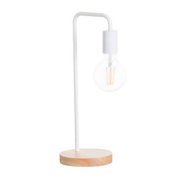Lámpara De Mesa Blanca Moderna | 7hsevenon Deco | Compatible Con Bombillas E27 | Lámpara De Sobremesa De Estudio O Trabajo | Lámpara Moderna Minimalista | Certificación Ce Y Rohs