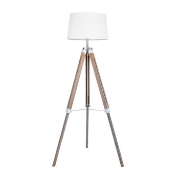 7hsevenon Deco - Lámpara De Pie Tripod, Madera/tela, Comedor, Dormitorio, Recibidor, Diseño Moderno, 60w, Casquillo E27, Altura Ajustable, 60x52x(103-144.5)cm (largo X Ancho X Alto), Blanco O Negro