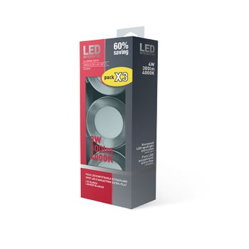 Pack 6 Focos Led Empo.extrapl.red.alum.mate 3w 300lm Diam85 120º 4000k 25000h -