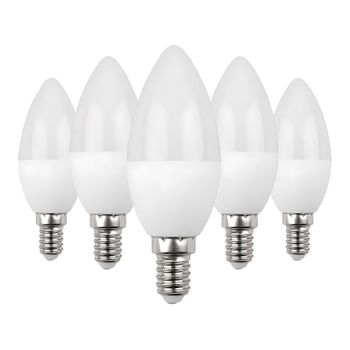 Pack 5 Bombillas Led Vela E14 6w Equi.40w 470lm 15000h Primer Leader