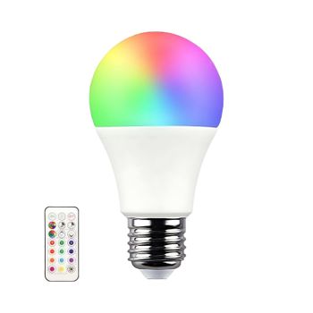 7hsevenon Premium - Bombilla Led De Colores Con Mando A Distancia E27 Estándar, 9w Potencia, 60w Equivalencia, 806 Lúmenes, 220º, Color Rgb, Led Smd, Regulable, 25.000h Vida Útil, Protección Ip20