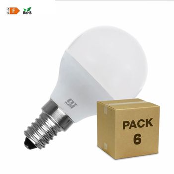 Pack X 6 Unidades Bombilla Led G45 E14 Esférica 7,4w (=60w) 806lm Blanco Frío 6000k 25000h Foco Iluminación Aplique Lámpara Bombilla - Nine&one Premium - Pack X6