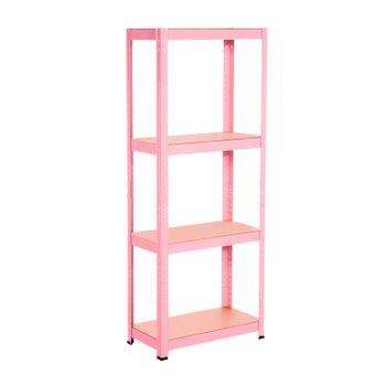 Estantería Modular Metálica Con 4 Baldas 240kg Rosa 60x30x148cm 7house