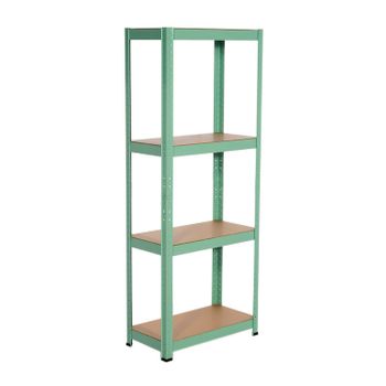 Estantería Verde Metálica Modular Con 4 Baldas Ajustables | 7h Seven House | Estantería Uso Doméstico | Estantería Multiusos | Dimensiones 148x60x30cm | Aguanta Hasta 240kg