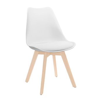 Thinia Home - Silla De Comedor Nórdica Daria, Polipropileno/madera, Hogar, Salón, Cocina, Asiento Acolchado, Diseño Escandinavo, Estilo Moderno, 48x55x83cm (largo X Ancho X Alto), Variedad De Colores