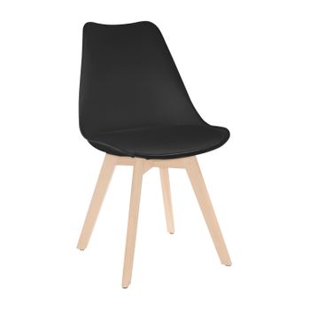 Thinia Home - Silla De Comedor Nórdica Daria, Polipropileno/madera, Hogar, Salón, Cocina, Asiento Acolchado, Diseño Escandinavo, Estilo Moderno, 48x55x83cm (largo X Ancho X Alto), Variedad De Colores