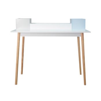 Thinia Home - Escritorio White-sky, Madera, Home Office, Sala Trabajo O Estudio, Despacho, Oficina, 3 Organizadores, Diseño Nórdico, Dimensiones 110x50x90cm (largo X Ancho X Alto), Blanco/pastel