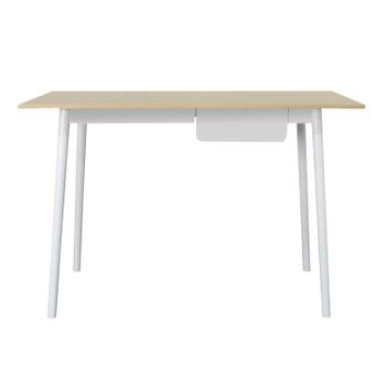 Thinia Home - Escritorio Simplify, Madera, Sala Trabajo O Estudio, Despacho, Oficina, Dormitorio, 1 Cajón, Diseño Nórdico, Dimensiones 110x50x75cm (largo X Ancho X Alto), Color Blanco/natural