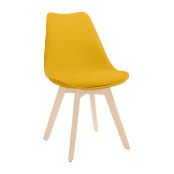 Thinia Home - Silla De Comedor Nórdica Daria, Polipropileno/madera, Hogar, Salón, Cocina, Asiento Acolchado, Diseño Escandinavo, Estilo Moderno, 48x55x83cm (largo X Ancho X Alto), Variedad De Colores